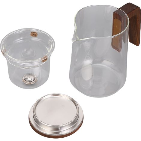 Théière Verre avec Passoire Poignée Bois Séparation Eau Magnétique – Infuseur Thé Pot Feuilles Vrac 600ml (1/2)