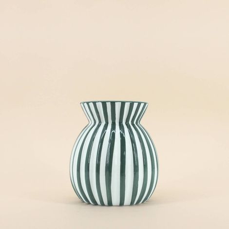 Vase céramique à rayures vertes, H19cm (1/5)