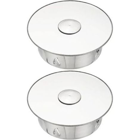 Lot de 2 Bouchon pour Tuyau, Cache-trou de cheminée, Cache Tuyau, Couvercle De Trou De Cheminée,Bouchon Cheminée Perforé en Acier Inoxydable Ø 63mm Profondeur 34mm, argent (1/5)