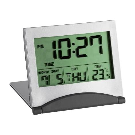 TFA-Dostmann 98.1054 reloj despertador digital plateado elegante (1/2)