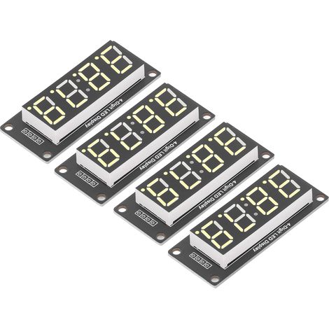 Lot de 4 panneaux d'affichage numériques à 4 chiffres, à LED, avec module d'horloge à 7 segments TM1637, 14,2 mm (0,56 po), jaune MRA041E