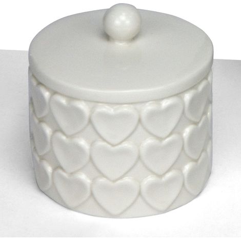 Linea Due Elle Candela Porcellana con Cuori 8,2 x 8,2 x 8,3 Cm Bianco