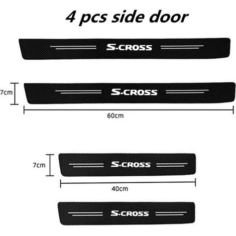 (4 pièces pour portières latérales) Bande adhésive de protection de seuil de porte automobile 60 x 7 cm en fibre de carbone pour Suzuki SX4 S-Cross S Cross 2014-2018 2019 2020 (1/2)