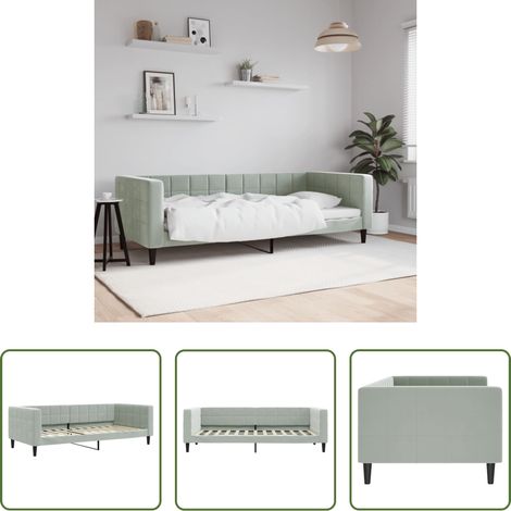 Sofa - Tagesbett Hellgrau 90x200 cm Samt (1/5)
