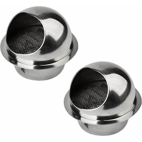 royaluxe -2pcs Aérat Rond avec Grille en Acier Inoxydable Grille Ronde Couvercle de Ventilation Sortie d'évacuation Mural Bouches d'aération 100mm (1/5)
