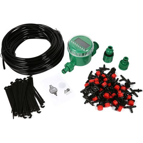 Kit 1 système d'arrosage goutte à goutte automatique 20 m avec programmateur, tuyau micro-irrigation pour jardin, ensemble de goutteurs. (1/5)