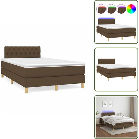 The Living Store Sommier à lattes de lit matelas et LED marron foncé 120x190 cm - Sommier tapissier (1/5)
