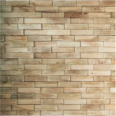 Decoon – Parement mural en teck blanchi 0,96 m2 – Effet 3D – Pose rapide avec colle mastic – Charme authentique et léger