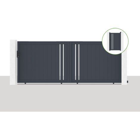 Pack portail coulissant GIONA 400x160cm + Portillon GIONA H.160cm Gris