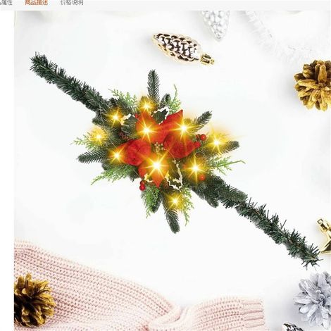 Boîte Aux Lettres De Noël - 79 Cm - Branches Vertes Artificielles - Lumières Led À Piles - Décoration Extérieure Pour Porche - 1 Pièce (1/5)
