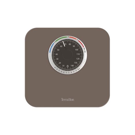 Pèse-personne mécanique 150kg – Graduation 1kg – Plateau plastique 29x27cm – IMC intégré – Couleur taupe – Terraillon