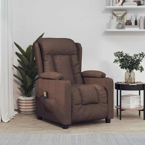Fauteuil de massage-Chaise de relaxation-Fauteuil Relax Marron Tissu 390528 (1/5)