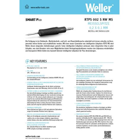 Herramienta del electricista Weller rtps 002 s nw forma cincel 0,20 mm