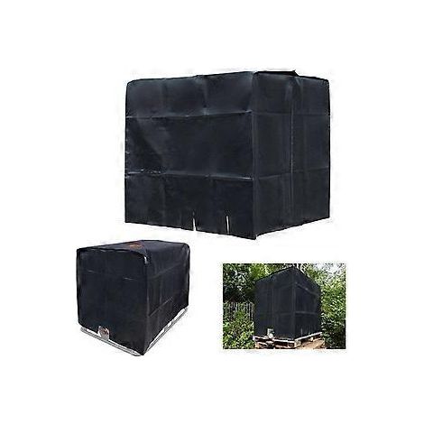 Housse pour conteneur IBC de 1000 L, housse pour bac de 275 gallons, housse pour récupérateur d'eau de pluie 210D, housse de protection étanche pour réservoir d'eau, noire (1/5)