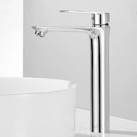 Robinet de lavabo surélevé de style nordique pour eau chaude et froide, meuble-lavabo, vasque, robinet anti-éclaboussures - modèle haut de gamme électroplaqué