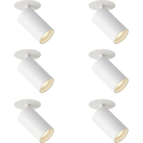QAZQA Set de 6 focos empotrables modernos blancos GU10 50mm IP44 (1/5)