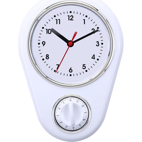 Reloj de pared de plástico de 9 pulgadas, en funcionamiento - Blanco