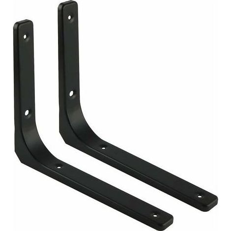 Equerre Etagere Murale, 2PCS Equerre Metal 300mm x 250mm Equerre Charge Lourde Support Etagere Murale Pour Deco Murale Cuisine Industrielle radiateur Montage Mural (le noir) (1/4)
