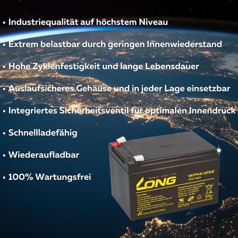 Kung Long WP14-12SE Akku-Satz 36V 14Ah für 36V Elektro-Scooter, E-Roller, Quad und E-Bike – 3x 12V AGM (1/5)