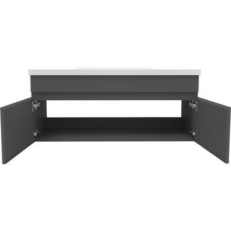 Acezanble meuble Salle de Bain avec colonne et vasque ceramique 100cm Anthracite
