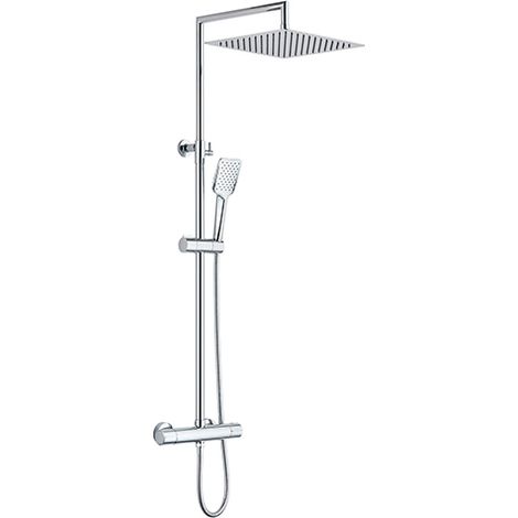 Edouard Rousseau - Colonne de Douche Thermostatique OTAKI Chromé - Douchette Jet Pluie - Bras Télescopique - Flexible Inox 1,50 m (1/3)