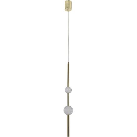 Lampada a sospensione moderna, oro, tubo verticale, sfere di cristallo, colore neutro, LED, 8W, VAKU Light Prestige (1/3)