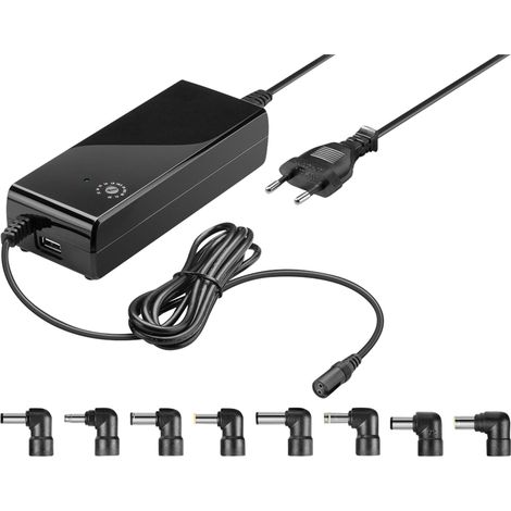 Notebook-Netzteil 90 W, inkl. 8x DC-Adapter und 1x USB-A-Buchse, 12 V - 22 V bis max. 4 A. (1/2)