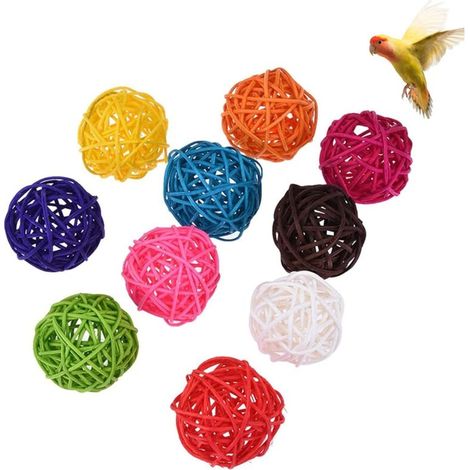 EASYCOMFORT 10 Pièces Boules de Rotin pour Oiseaux, Jouets pour Petits Animaux à Macher, Jouet Rongeur, Jouets à Macher pour Perruches, Calopsittes, Cacatoès, Lapins, Cochons d'Inde et Hamsters(5cm) (1/5)