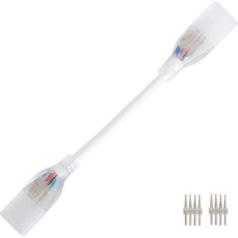 Cavo Connettore Striscia Neon LED 11W/m RGB 220V AC 60 LED/m IP67 Taglio 100cm Bianco (1/3)