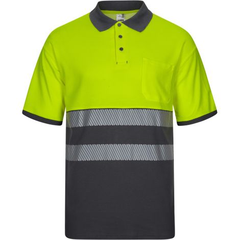 Polo de algodón bicolor de alta visibilidad manga corta Reflatex RS Serie 305523 VELILLA M Gris / Amarillo flúor (1/3)