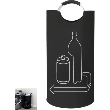 Contenitore per la raccolta di bottiglie vuote, sacco portabiancheria in tessuto Oxford da 115 litri per garage/campeggio, nero, 83,5 cm (1/4)