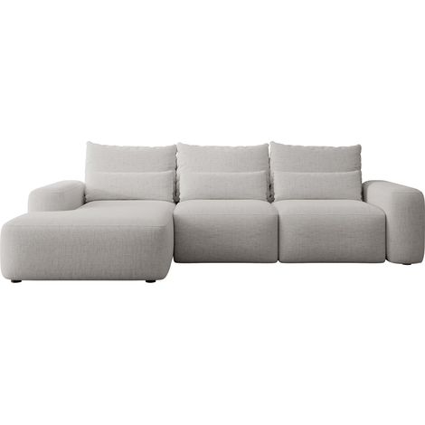 Selsey CARNOS - Ecksofa mit Schlaffunktion, wasserabweisendem Chenille-Bezug in Grau, linksseitig (1/5)
