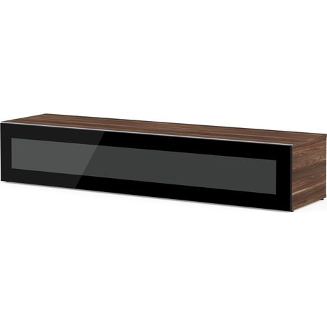 Meuble TV verre infrarouge noir et bois foncé Chicago 160cm