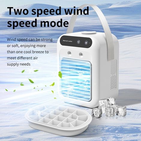 Ventilateur rafraîchissant blanc ivoire avec poignée et réservoir à glaçons, climatiseur d'air portable pour usage domestique et mobile (1/5)