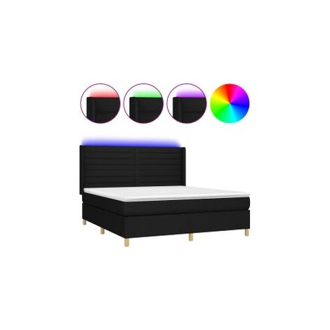 Sommier à lattes de lit matelas et LED Noir 180x200 Tissu (1/5)