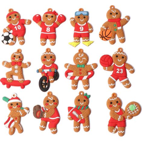 Gingerbread Man - Décoration Suspendue Pour Arbre De Noël - 12 Pièces - En PVC Souple Et Résistant - Idéal Pour Guirlandes Et Couronnes (1/5)