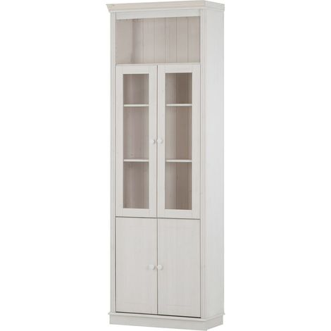 AnitaBibliothèque avec rangement en pin laqué blanc (1/5)