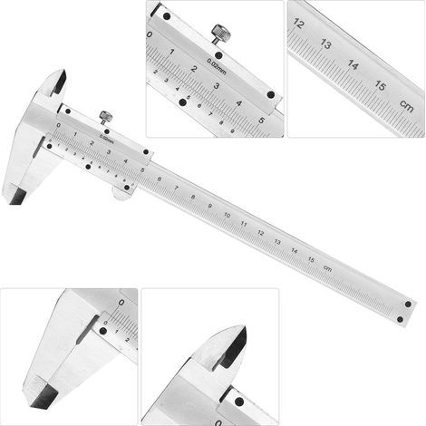 Professioneller Edelstahl-Messschieber, Messwerkzeug mit Gleitlehre 0-150 mm, mikrometrische Messung der Innen- und Außentiefe (1/5)