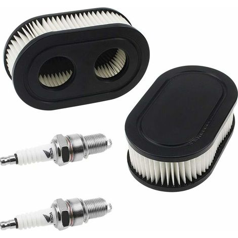 Filtro de aire Briggs & Stratton 798452 y 5432 - Repuestos de motor para cortacésped 593260 con 2 bujías