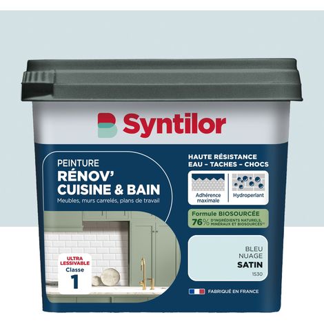 Peinture Rénov' Cuisine & Bain Biosourcée Syntilor 0,75L Bleu Nuage Satiné (1/3)