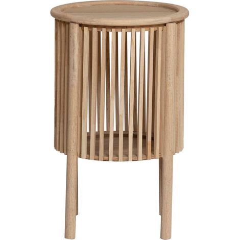 Made In Meubles – Table de chevet ronde en bois de pin – Dimensions H 62 cm x L 39 cm x P 39 cm – Design élégant et fonctionnel (1/5)