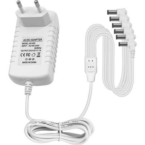 Adaptateur d'alimentation 4.5V DC avec 6 Prises de Sortie 4.92FT adapté au Village de Noël Compatible avec Les Accessoires d'éclairage 74295 35845 75197 85356 84428 94565 94527 (1/5)