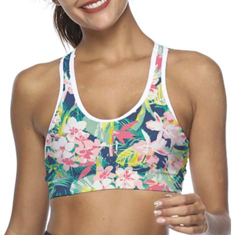 Soutien-gorge de sport pour femme, idéal pour le fitness, la course à pied et le yoga. Sans armatures, avec poche et anti-frottement. Taille M (008-4 M). (1/5)