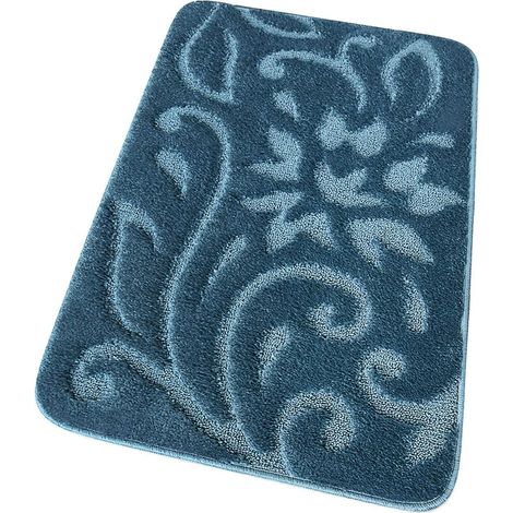 Tappeto Bagno Morbido Scendiletto Moderno Elegante Antiscivolo Assorbente 100% Made In Italy Blu - 55x90 cm