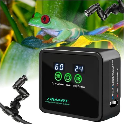 Brumisateur Terrarium Automatique, Humidificateur Terrarium avec Minuterie et Arroseur de Brouillard Réglables 360°, Système de Pulvérisation pour Reptiles Amphibiens Plantes (1/5)
