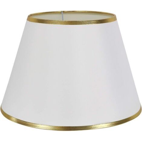 QORVA-Abat-jour simple pour lampe de table, de chevet ou murale, 30 cm, blanc avec bordure dorée