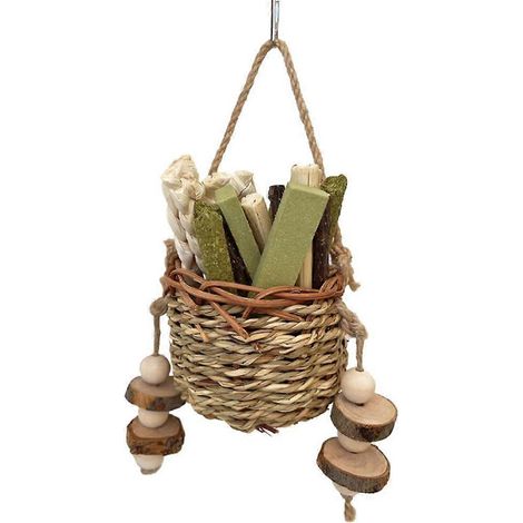 Jouet à mâcher pour petits animaux, jouet à mâcher pour lapins, jouet à mâcher pour écureuils, panier tressé à la main (1/4)