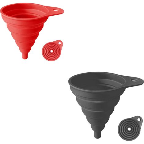 Lot de 2 entonnoirs de cuisine, entonnoirs pour remplir les bouteilles, entonnoir pliable en silicone, grand entonnoir pour bocaux à large ouverture (1/5)
