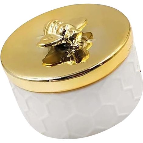 Boîte à Bijoux Récipient Sécurisé et Polyvalent en Céramique avec Couvercle D'abeille pour Rangement Coiffeuse ou Chambre (1/5)