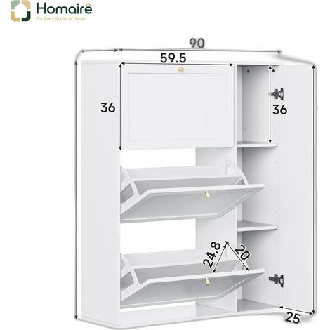 Colonnes de rangement en mdf blanc 90 x 25 x 114 cm HOMAIRE (1/5)